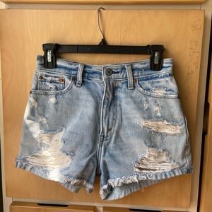 Ripped light wash jean shorts